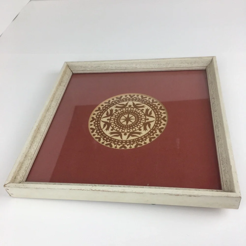 Cut Paper Design Stencil Matted Framed Picture Birds Heart Star Handcrafted VTG - Picture 8 of 11